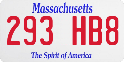 MA license plate 293HB8