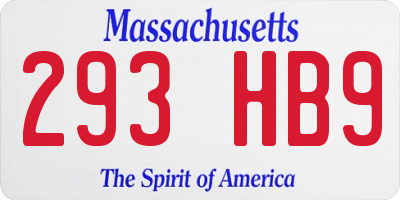 MA license plate 293HB9