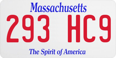 MA license plate 293HC9