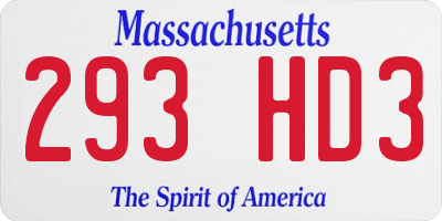 MA license plate 293HD3