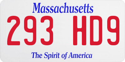 MA license plate 293HD9