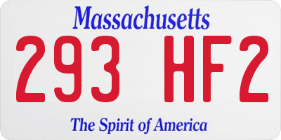 MA license plate 293HF2