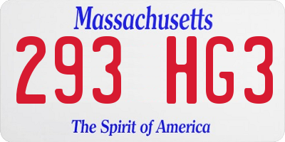 MA license plate 293HG3