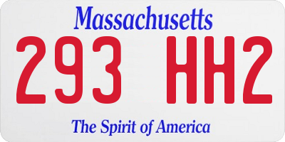 MA license plate 293HH2