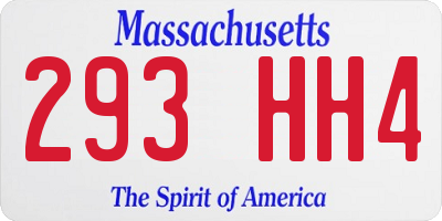 MA license plate 293HH4