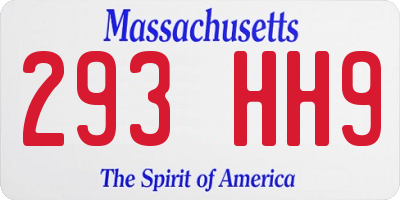 MA license plate 293HH9
