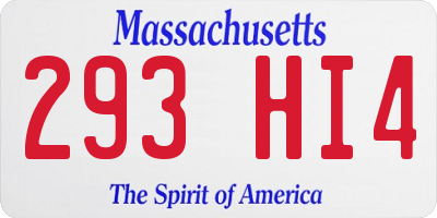 MA license plate 293HI4