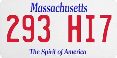 MA license plate 293HI7