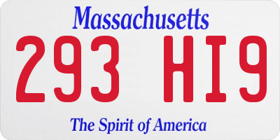 MA license plate 293HI9