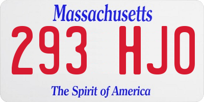 MA license plate 293HJ0