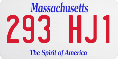 MA license plate 293HJ1