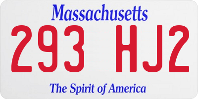 MA license plate 293HJ2
