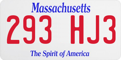 MA license plate 293HJ3