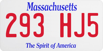 MA license plate 293HJ5