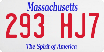 MA license plate 293HJ7