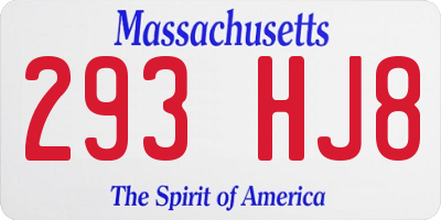 MA license plate 293HJ8