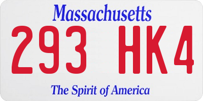 MA license plate 293HK4