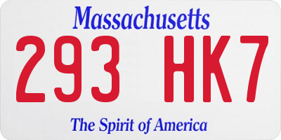 MA license plate 293HK7