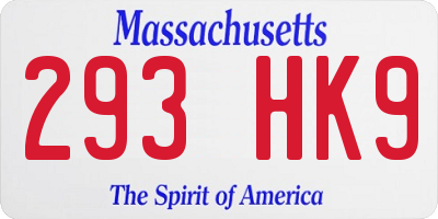 MA license plate 293HK9