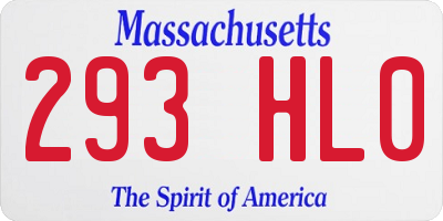 MA license plate 293HL0