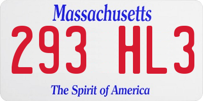 MA license plate 293HL3