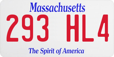 MA license plate 293HL4