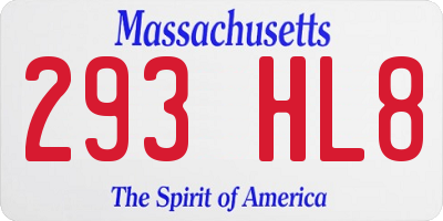 MA license plate 293HL8