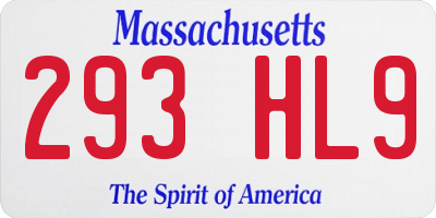 MA license plate 293HL9