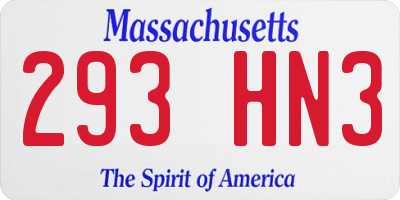 MA license plate 293HN3