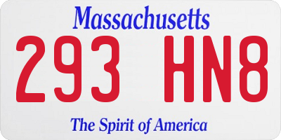 MA license plate 293HN8