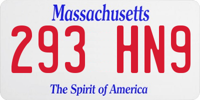 MA license plate 293HN9