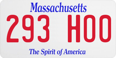 MA license plate 293HO0