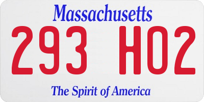 MA license plate 293HO2