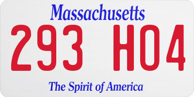 MA license plate 293HO4