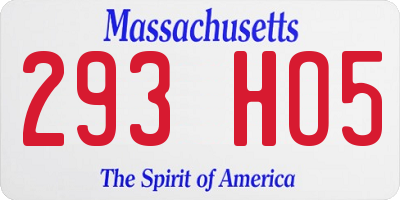 MA license plate 293HO5