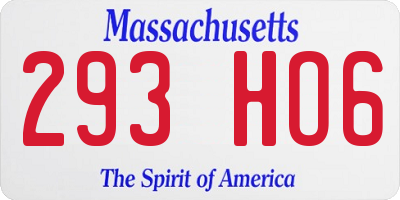 MA license plate 293HO6