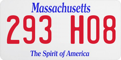 MA license plate 293HO8