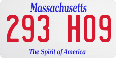 MA license plate 293HO9