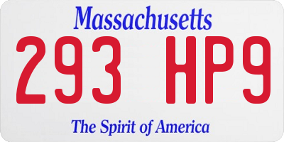 MA license plate 293HP9