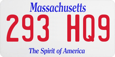 MA license plate 293HQ9