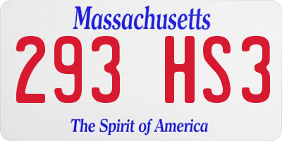 MA license plate 293HS3