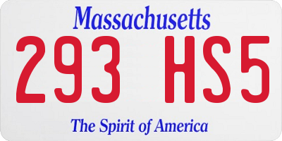 MA license plate 293HS5