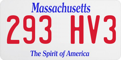 MA license plate 293HV3