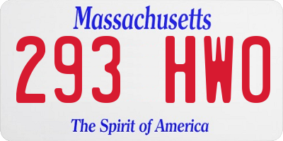 MA license plate 293HW0