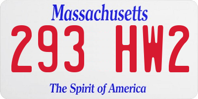 MA license plate 293HW2