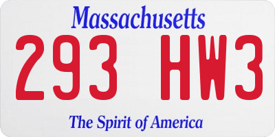 MA license plate 293HW3