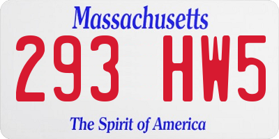 MA license plate 293HW5
