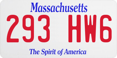 MA license plate 293HW6