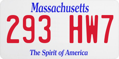 MA license plate 293HW7