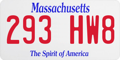MA license plate 293HW8